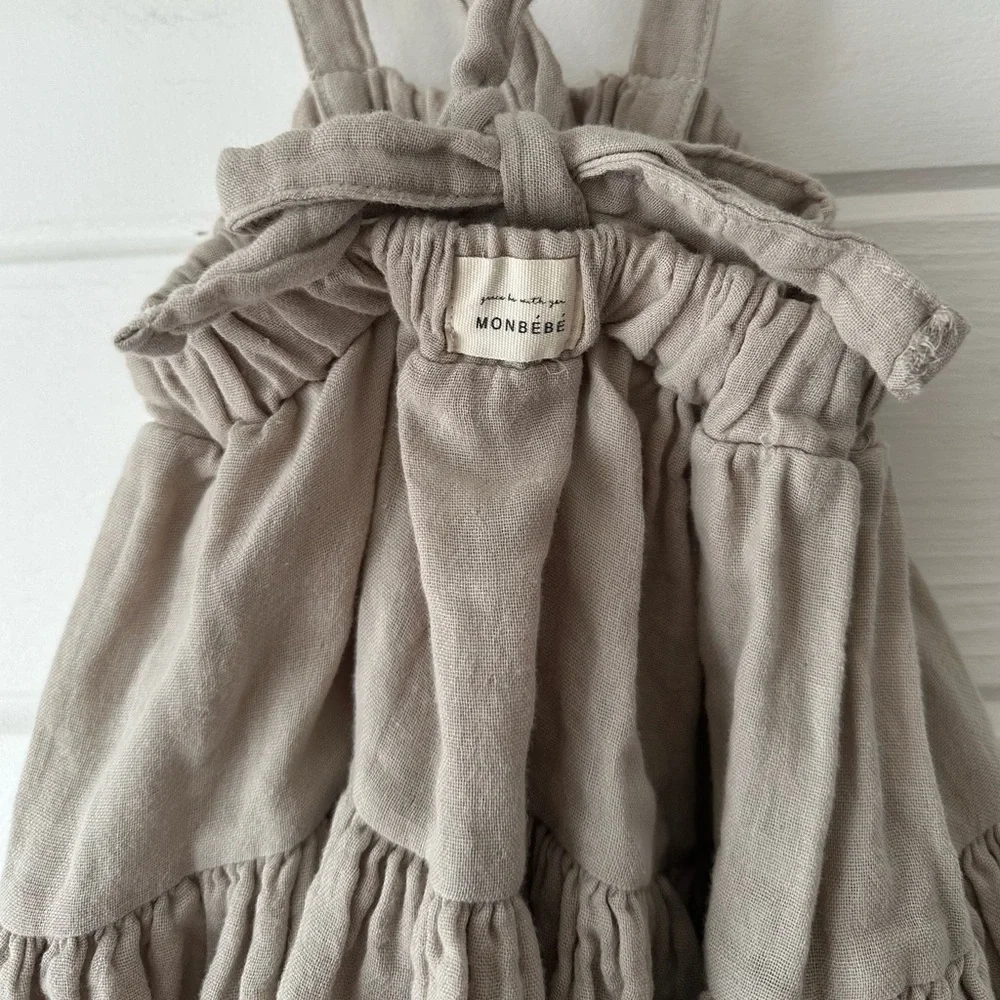 NWT Monbebe Gauzy Cotton Boho Neutral Can Can Wear 2 Ways Skirt Dress in Gray S